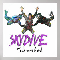 3 Skydivers - Purple Poster