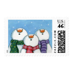 3 Snowmen wearing scarves Postage postage