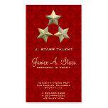 3 Star on Red Damask Business Card Template