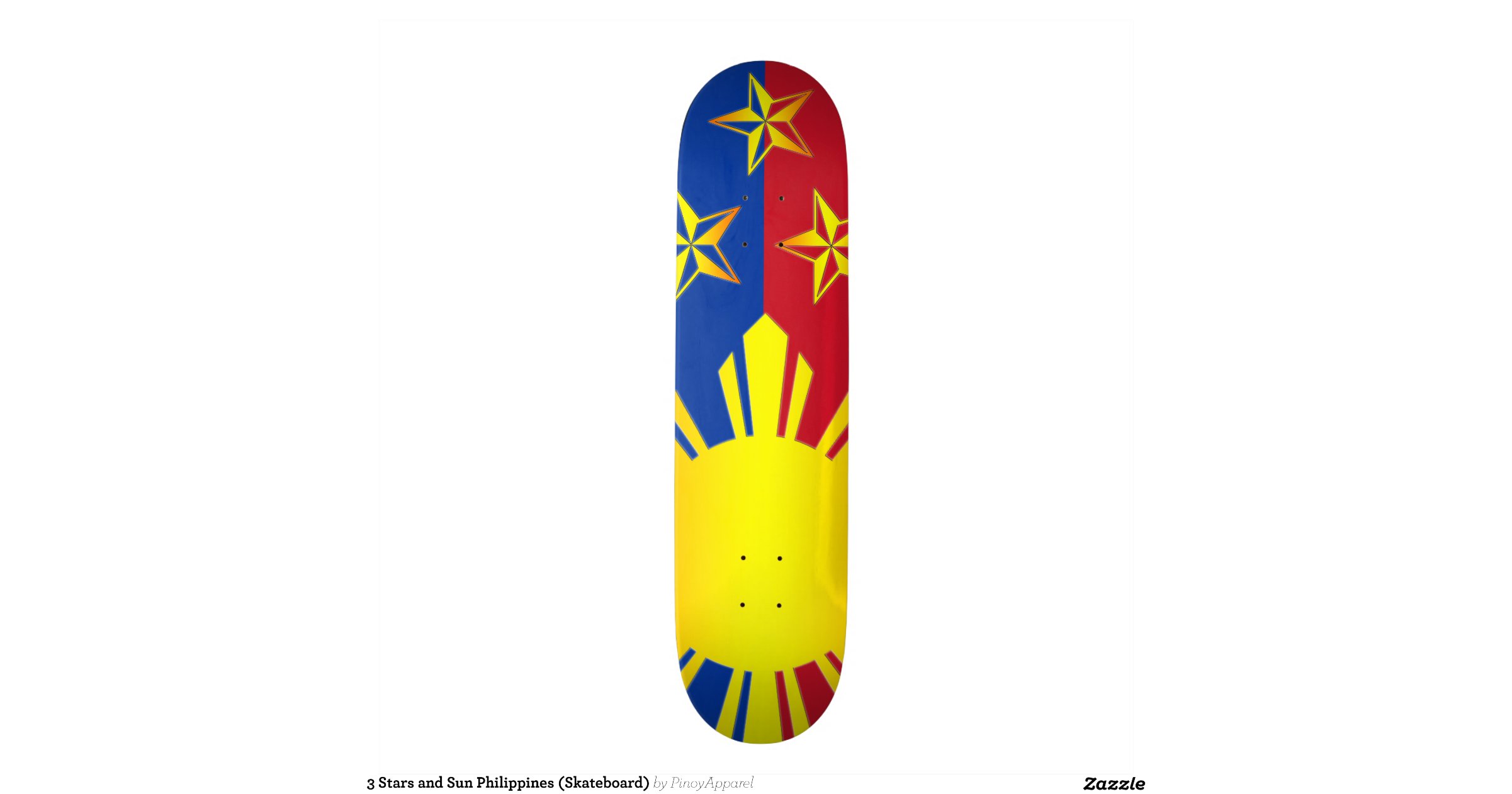 3 Stars and Sun Philippines (Skateboard) Zazzle