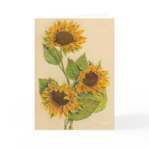 3 Sunflowers Greeting Card (Blank Inside)