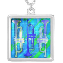 3 Trumpets Abstract Necklaces