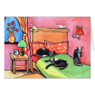 3 tuxedo cats card card