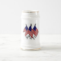3 US Flags Beer Stein mugs
