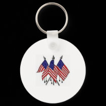 3 US Flags Keychain