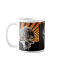3 Vampire Skulls Orange Rising Sun Coffee Mug by MistaSCARY 3 Vampire Skulls Orange Rising Sun Coffee Mug