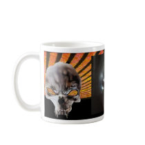 3 Vampire Skulls Orange Rising Sun Coffee Mug by MistaSCARY 3 Vampire Skulls Orange Rising Sun Coffee Mug
