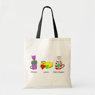 3 Wise Cats - Peace, Love, Christmas - Holiday bag