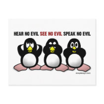 3 Wise Penguins Post Card