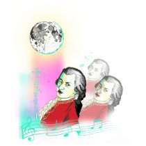 3 Wolfgang Amadeus Mozarts and Moon T Shirt