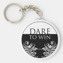 3 word quote-Dare To Win Keychain