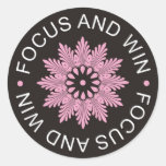 3 Word Quotes ~Focus And Win ~motivational Round Sticker