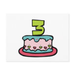 3 Year Old Birthday Cake Post Cards