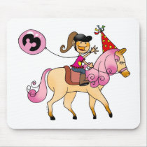 3 year old girl on a pony mouse mats