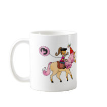 3 year old girl on a pony coffee mug