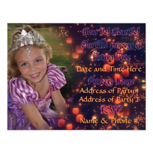3 Year Old Princess Birthday Invites with Back