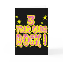 3 Year Olds Rock! (Pink) Greeting Card