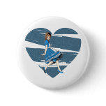 3D Alice & Blue Heart Pinback Button