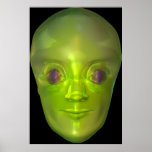 3D Alien Head Extraterrestrial Being Poster