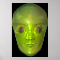 3D Alien Head Extraterrestrial Being Poster
