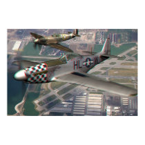 3D Anaglyph of P51 n Spitfire over Airfield posters by prolithic 3D Anaglyph of P51 n Spitfire over Airfield posters