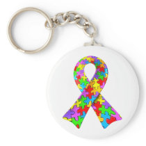 3D Autism awareness puzzle ribbon Key Chain