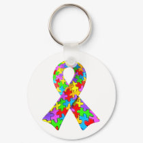 3D Autism awareness puzzle ribbon keychains