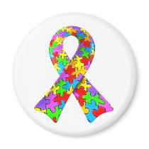 3D Autism awareness puzzle ribbon Fridge Magnets