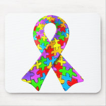 3D Autism awareness puzzle ribbon Mouse Pads