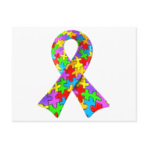 3D Autism awareness puzzle ribbon Postcard