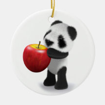 3d Baby Panda Apple Christmas Tree Ornaments