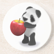 3d Baby Panda Apple Drink Coasters