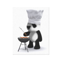 3d Baby Panda Barbecue Gallery Wrap Canvas