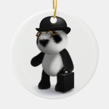 3d Baby Panda Business bear Christmas Ornament