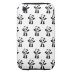 3d Baby Panda Cheers (Editable BG Color!) Iphone 3 Tough Cases
