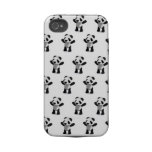 3d Baby Panda Cheers (Editable BG Color!) Iphone 4 Tough Cover