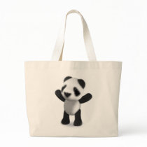 3d Baby Panda Cheers Hooray! Canvas Bags