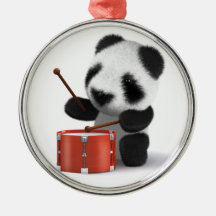 3d Baby Panda Drummer Christmas Ornament