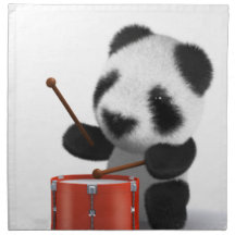 3d Baby Panda Drummer Cloth Napkins
