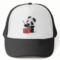 3d Baby Panda Drummer Trucker Hat