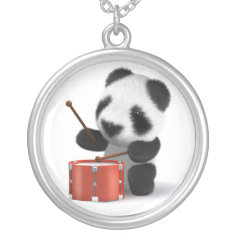 3d Baby Panda Drummer Personalized Necklace