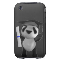 3d Baby Panda Graduate (editable) Tough iPhone 3 Cases
