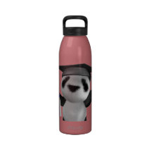 3d Baby Panda Graduate (editable) Reusable Water Bottle