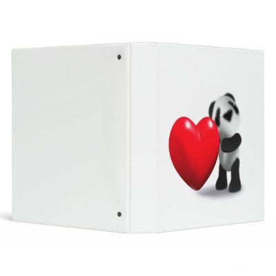 3d Baby Panda Heart 3 Ring Binders by PandasTees
