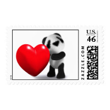 3d Baby Panda Heart Postage