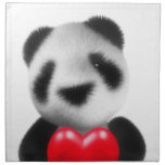 3d Baby Panda Hugs a Heart Cloth Napkin