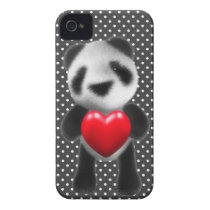 3d Baby Panda Hugs a Heart (editable) Iphone 4 Cover