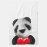 3d Baby Panda Hugs a Heart Towel