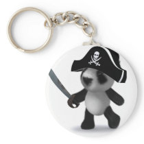 3d Baby Panda Pirate Keychain