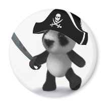 3d Baby Panda Pirate Refrigerator Magnets